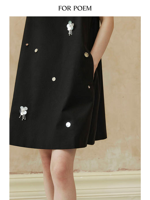 ForPoem 现货 24/SS原创设计手工钉珠银色立体花朵亮片无袖显瘦背心裙 商品图2