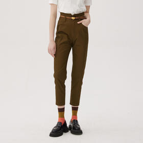 谜底休闲裤女2024秋季款通勤百搭高腰宽松萝卜裤九分裤248MK8302