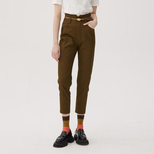 谜底休闲裤女2024秋季款通勤百搭高腰宽松萝卜裤九分裤248MK8302 商品图0