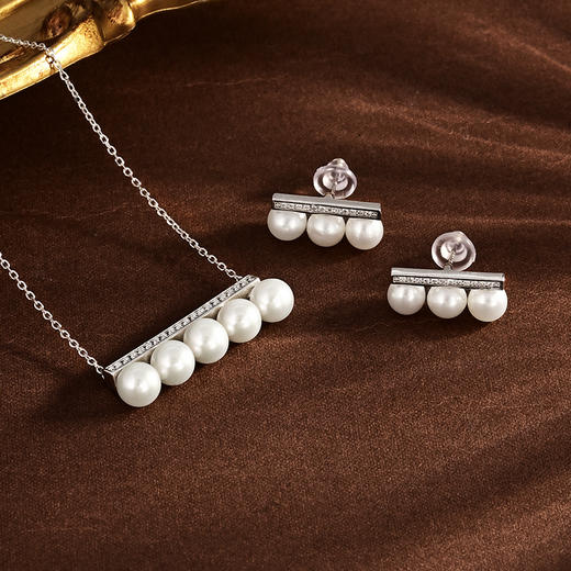 ysxb-07003【云赏珠宝】杜杜老师专属福利-玫瑰的故事耳饰明星同款经典平衡木系列天然淡水高品质珍珠项链 商品图7