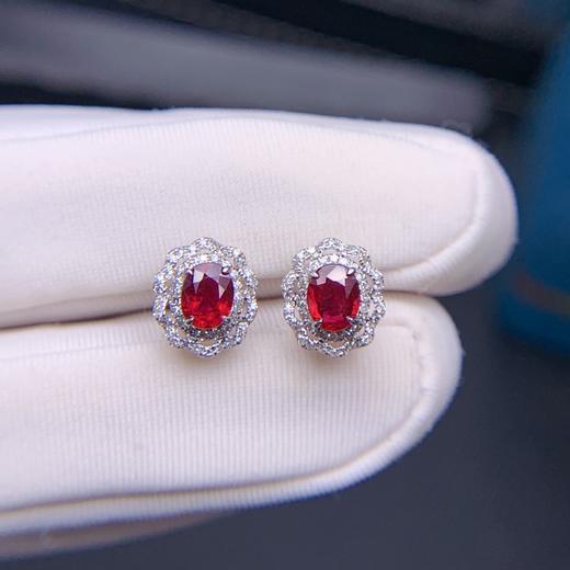 0.98ct 1.38g 红宝石耳钉 商品图7