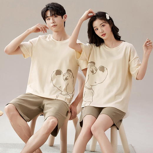 【像云朵一样软绵绵~】情侣睡衣 女夏季短袖短裤 新款套装 简约宽松男士家居服 无印可外穿睡衣-QQ 商品图14
