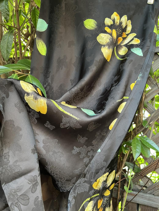 78-5 梧栖高端新中式 基础款 夏荷 黑色提花 开衩半身长裙 商品图14