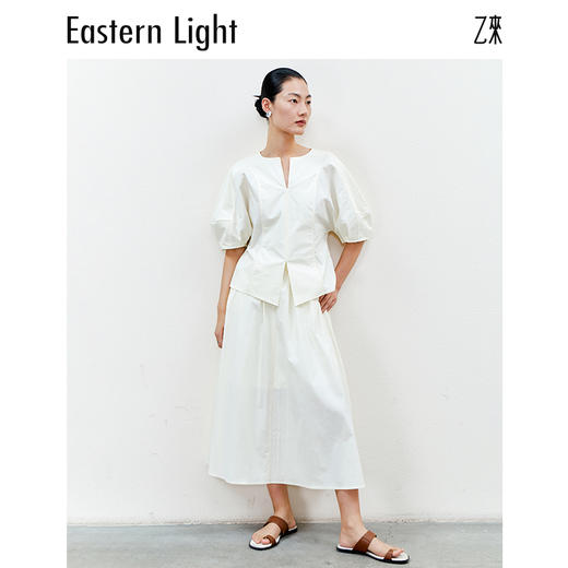 Eastern Light乙来【明星同款】短袖T恤女新款花苞短袖小衫法式上衣 商品图1