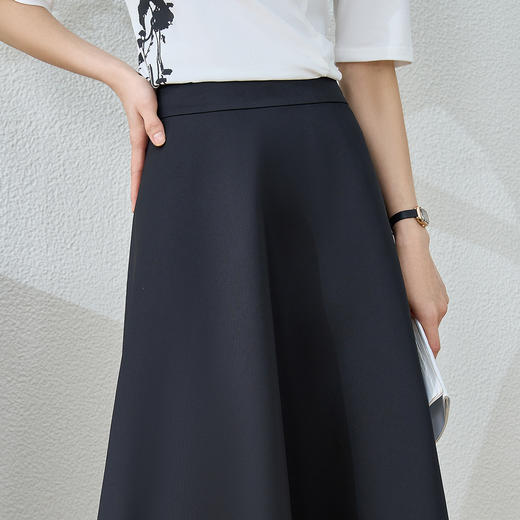 剩S/M/L 米思阳2026春季新款经典百搭黑色半身裙高腰遮胯显瘦A字裙女2092 商品图4
