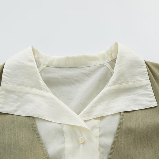 谜底两件式连衣裙分袖2024秋新品通勤风拼接翻领中长裙243ML1099 商品图3