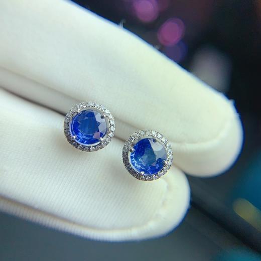 1.01ct 1.1g 蓝宝石耳钉 商品图6