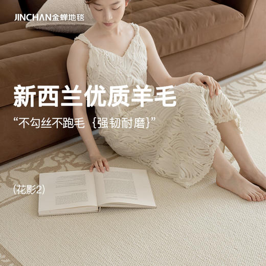 【花影】金蝉新西兰优质羊毛混纺地毯 商品图0