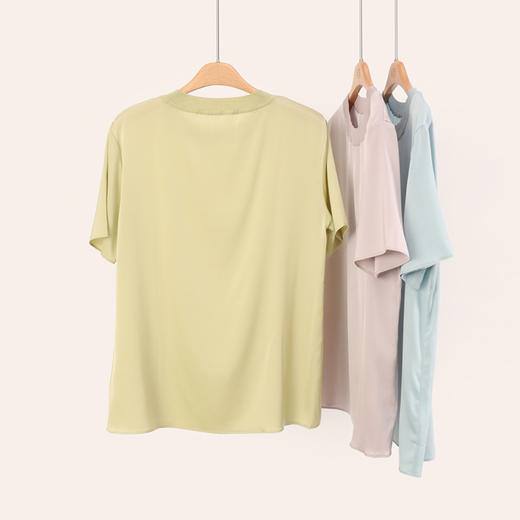 【清爽凉感】桑蚕丝舒适透气T恤女宽松打底小衫女上衣家居服金三塔  YSFEB708 商品图2