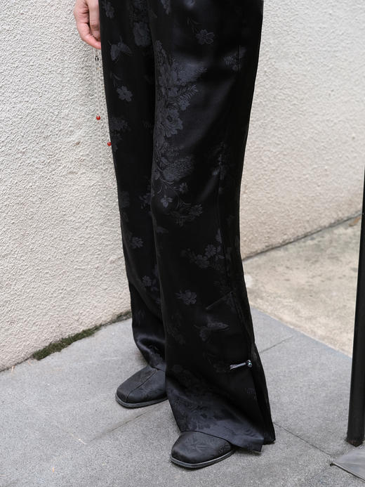 盛唐牡丹 |花香引蝶真丝松紧腰女裤(尺码偏小) 商品图0