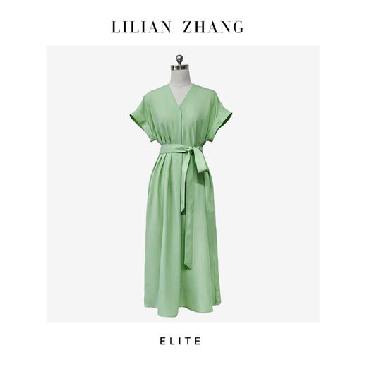 E—轻摩登、“法式浪漫”—遇见倾心—Lady挚爱、波尔多绿中长裙 2401098 商品图0