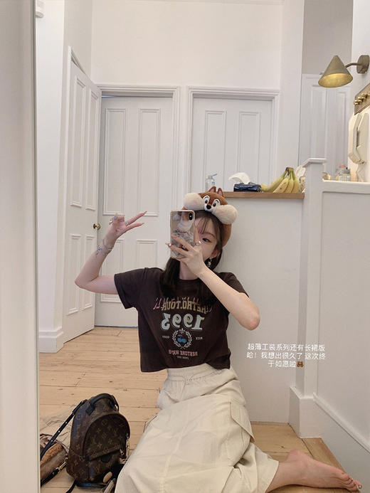 金蘑菇菇 妮妮的常服 / 芭蕾少女也爱工装 薄款松紧腰甜酷工装裤 商品图1