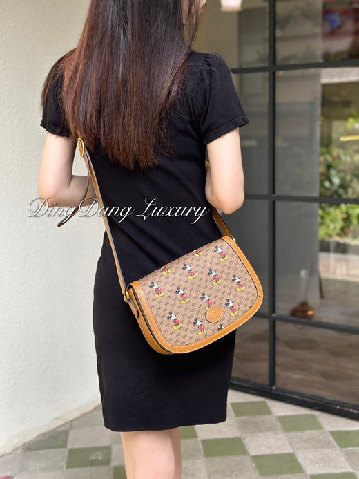 Gucci 迪士尼联名 米奇 棕色 老花 马鞍包 商品图1