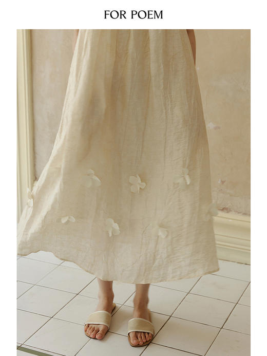 ForPoem 现货 24/SS原创设计慵懒浪漫立体花朵小飞袖气质优雅天丝长裙 商品图4