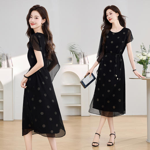 波点飘逸假两件减龄连衣裙QIXFS249830 商品图2
