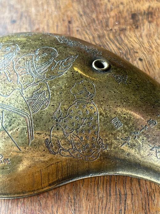 黄銅镶红銅刻花茄子形水滴，顺丰包邮 商品图6