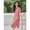 【专属特价】熙世界工装风短袖粉色牛仔连衣裙夏季休闲显瘦开叉翻领衬衫裙子 商品缩略图1