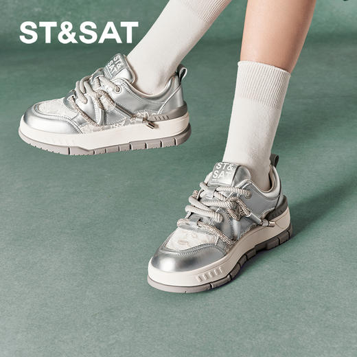 星期六休闲潮搭蕾丝厚底板鞋SSC3112045 商品图4