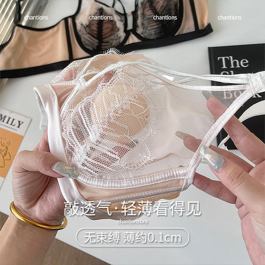 【法式纯欲！性感撩人水晶内衣】性感与舒适兼得，轻若无物，显瘦显小，可可西里蕾丝大胸显小内衣女超薄透气水晶杯小胸聚拢文胸 商品图1