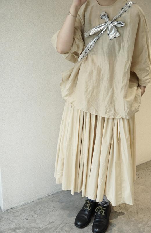 apuntob ​褶皱米黄色棉质半身裙 商品图6