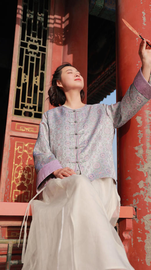 宋锦八达晕-开衫外套（24705619-玉頩）+裤子（24709759玉色-160） 商品图5