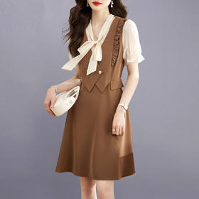 气质修身显瘦法式，别致短袖假两件连衣裙HR-CPYY2327