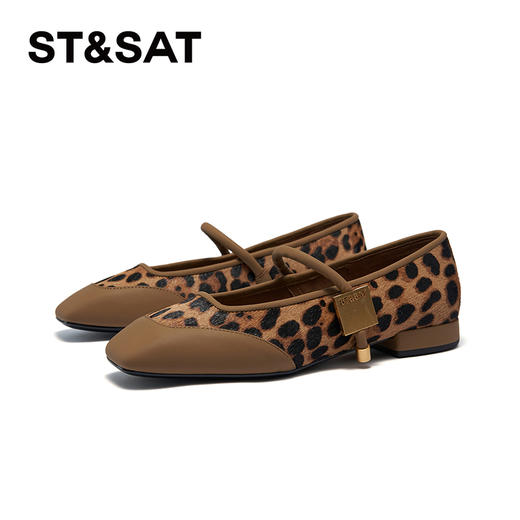 星期六时髦拼接豹纹粗跟玛丽珍SSC3111109 商品图8