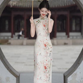 民族风改良新中式网布印花少女旗袍HYM23595