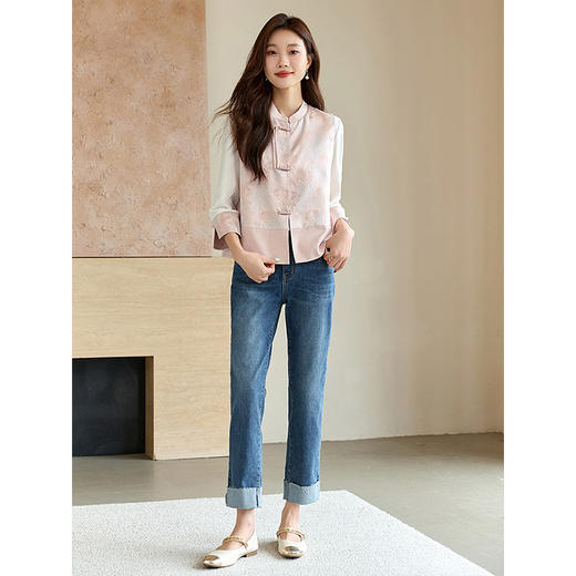 【年货节】熙世界新中式国风盘扣马甲2025秋新款织锦提花上衣无袖坎肩外套 商品图4