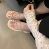 【轻奢小众系列！一字细带水钻高跟凉拖】时尚舒适百搭，上班族通勤凉鞋，舒适不累脚珍珠套趾凉鞋L 商品缩略图3