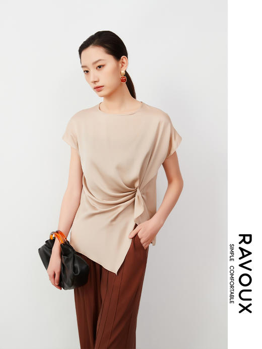 262049930下摆打褶桑蚕丝上衣 商品图0