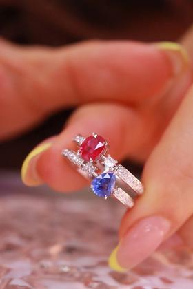 1.43ct 红蓝宝石戒指