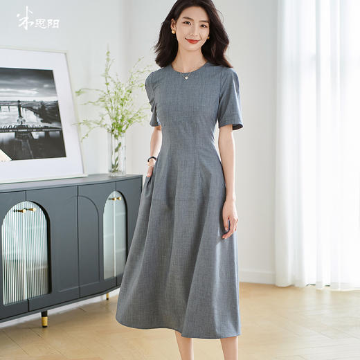 米思阳2025夏季新款极简高级灰OL风连衣裙优雅知性通勤裙子2106 商品图9