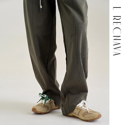 【80%棉 20%天丝】直筒镰刀裤 松紧腰撞色抽绳 脚口弧形倒V 显高显瘦休闲裤 商品图4