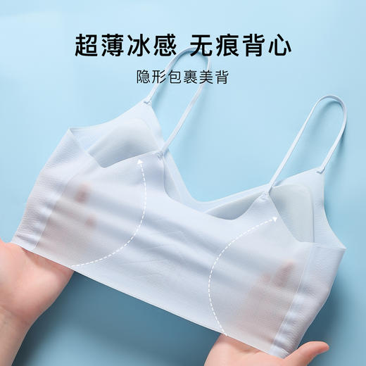 夏季超薄冰丝美背内衣女无痕凉感舒适聚拢有型文胸罩静荷冰丝2件装 商品图5