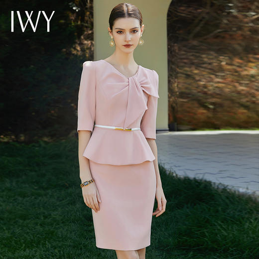 IWY/制服职业套装高端粉色连衣裙女名媛范假两件西装Q929 商品图1
