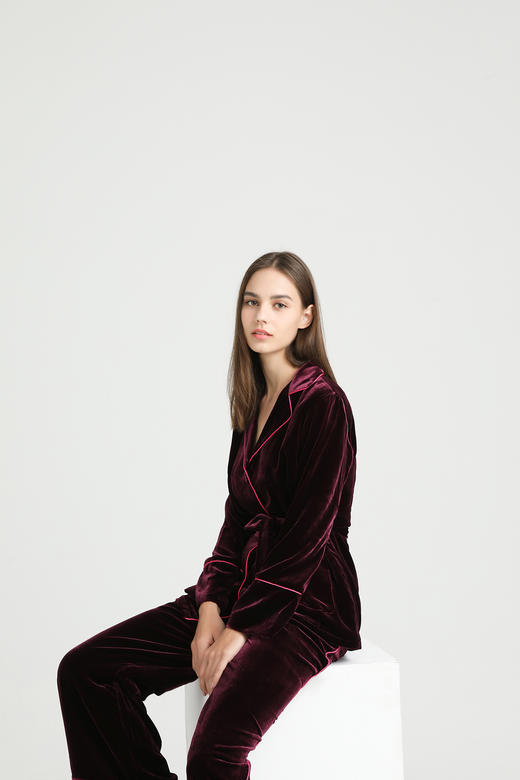 【100%桑蚕丝】SCHIESSER德国舒雅高端铂雅女士长袖长裤真丝丝绒套装真丝丝绒91/18805H 商品图4