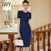 IWY/夏季新款藏蓝色短袖连衣裙夏气质时尚通勤干练假两件职业装CS2026 商品缩略图3