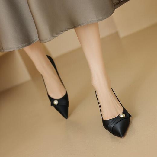 【预售5天】法式细跟高跟鞋，浅口气质百搭杏色尖头职业单鞋XYZP&916-3 商品图4