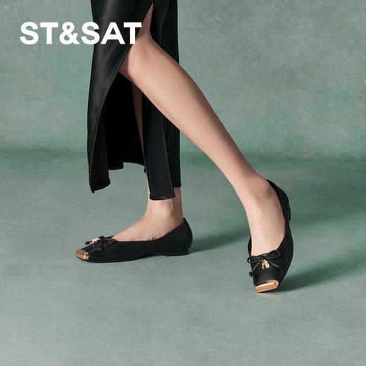 星期六金属方头新中式风平底单鞋SSC3111162 商品图4