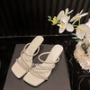 【法式小香风❗️水钻一字带低跟凉拖】轻奢气质水钻，夏季新款方头露趾性感，细跟高跟鞋水晶鞋，时尚舒适防滑拖鞋L 商品缩略图6