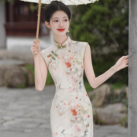 民族风改良新中式网布印花少女旗袍HYM23595 商品图2