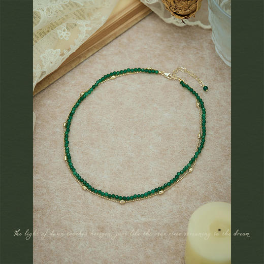 Oflye潮流饰品  新中式切面绿玛瑙串珠双层国风项链女新款锁骨链轻奢小众配饰 商品图1