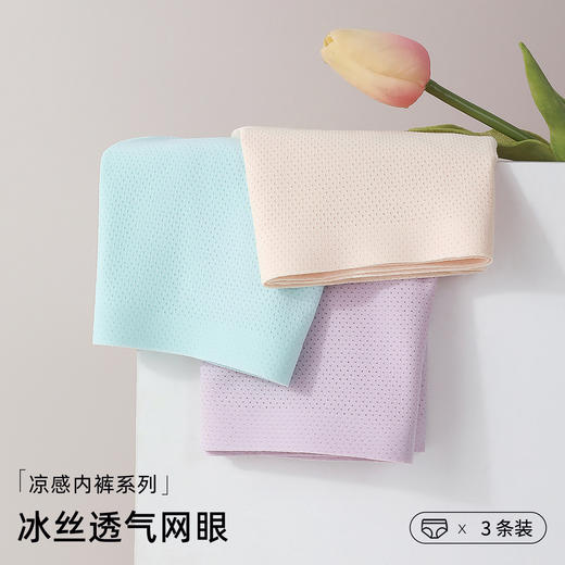 【3条装】熳洁儿 无痕透气网眼镂空纯色中腰舒适女士三角裤内裤女21252106 商品图7