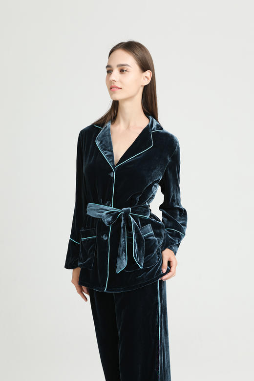 【100%桑蚕丝】SCHIESSER德国舒雅高端铂雅女士长袖长裤真丝丝绒套装真丝丝绒91/18805H 商品图1