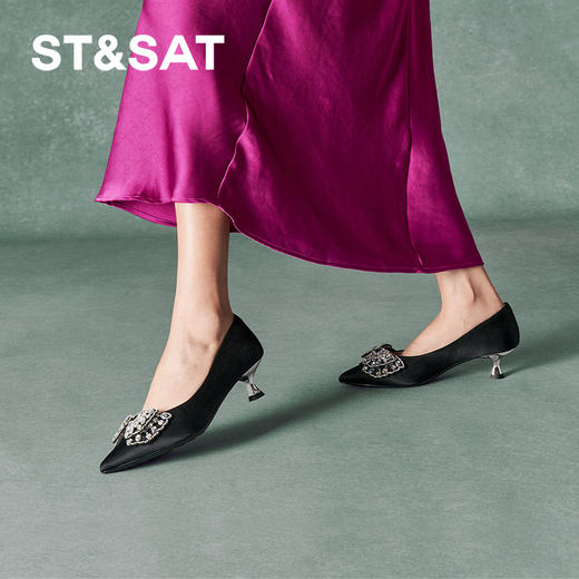 星期六优雅蝴蝶绸缎质感跟鞋SSC3111183 商品图6