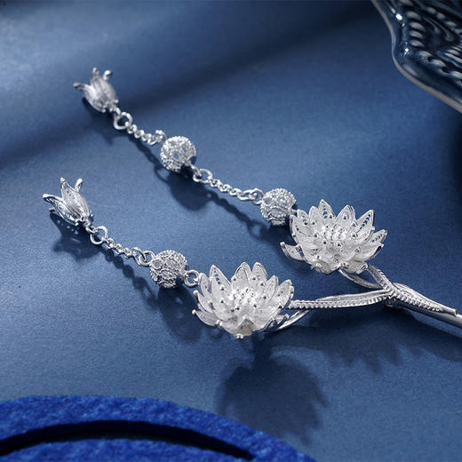 子佩集S990银【清莲出尘】发簪【QFFZ007】纯银发簪花丝2407 商品图7