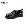 Safiya/索菲娅2024秋学院风漆皮圆头百搭粗跟软底英伦星星小皮鞋 SF43112132 商品缩略图6