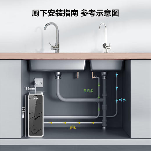 海尔（Haier）净水器1200G鲜活水双出水 pro家用净水机反渗透大通量厨下直饮过滤器HKC3000-R880D2U1 商品图5