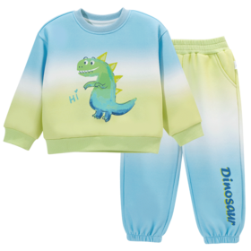 贝贝怡【卡通渐变套装】秋季新款男童套装中小童圆领长袖卫衣卫裤两件套ZB3DT023